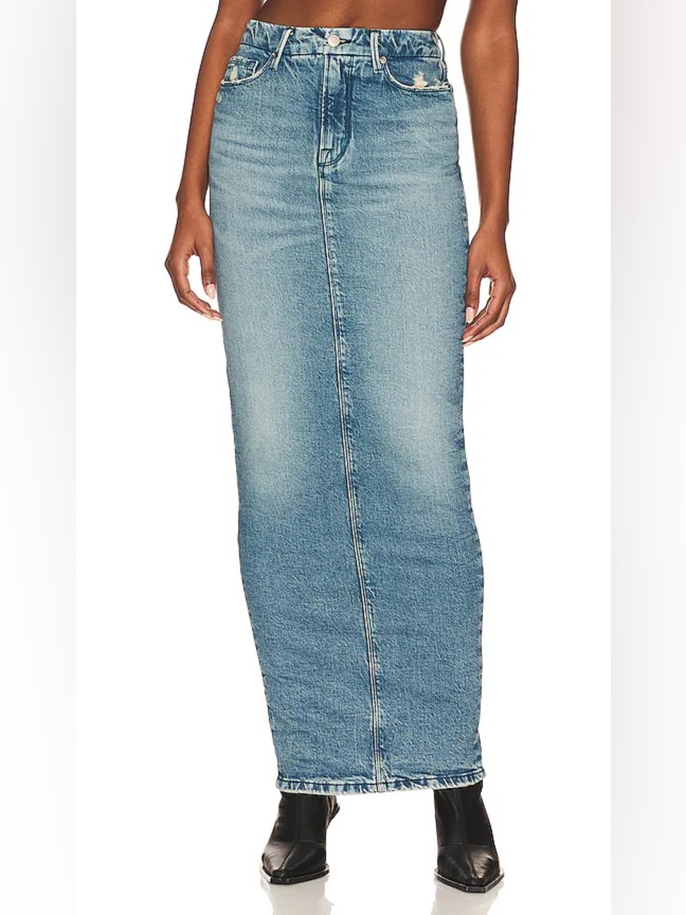 Good American Tube Maxi Denim Skirt Indigo Wash Size 6